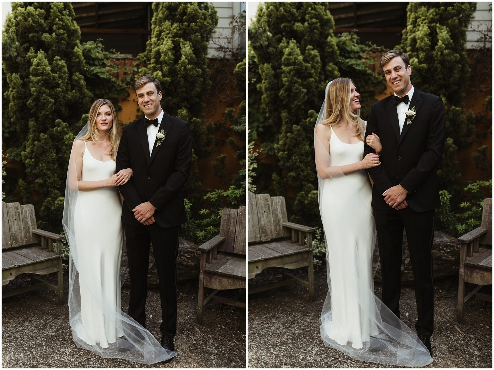 Modern and elegant bride and groom portraits in downtown Portland, OR