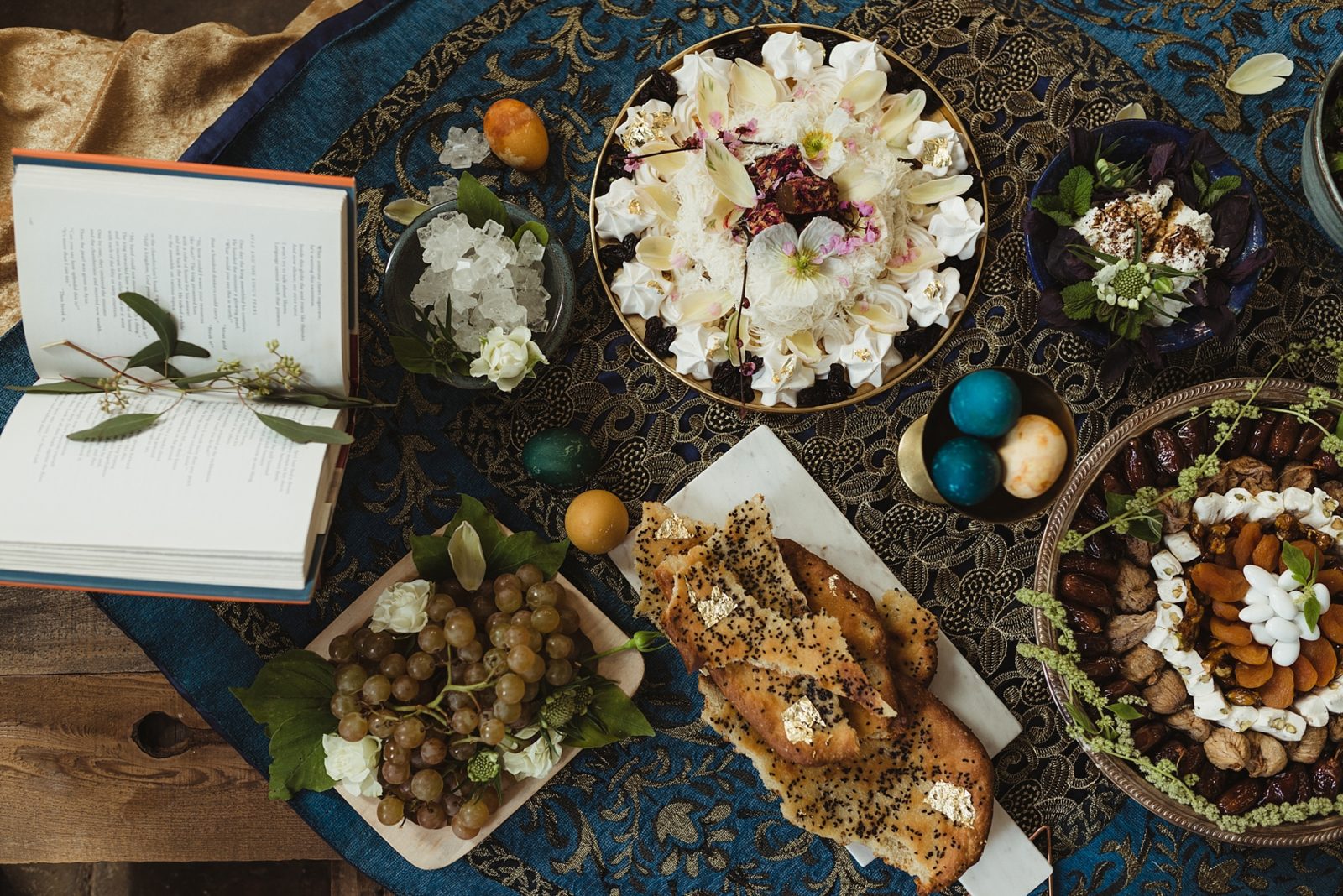 Beautiful Sofreh Aghd spread of a Persian Wedding in Portland, OR