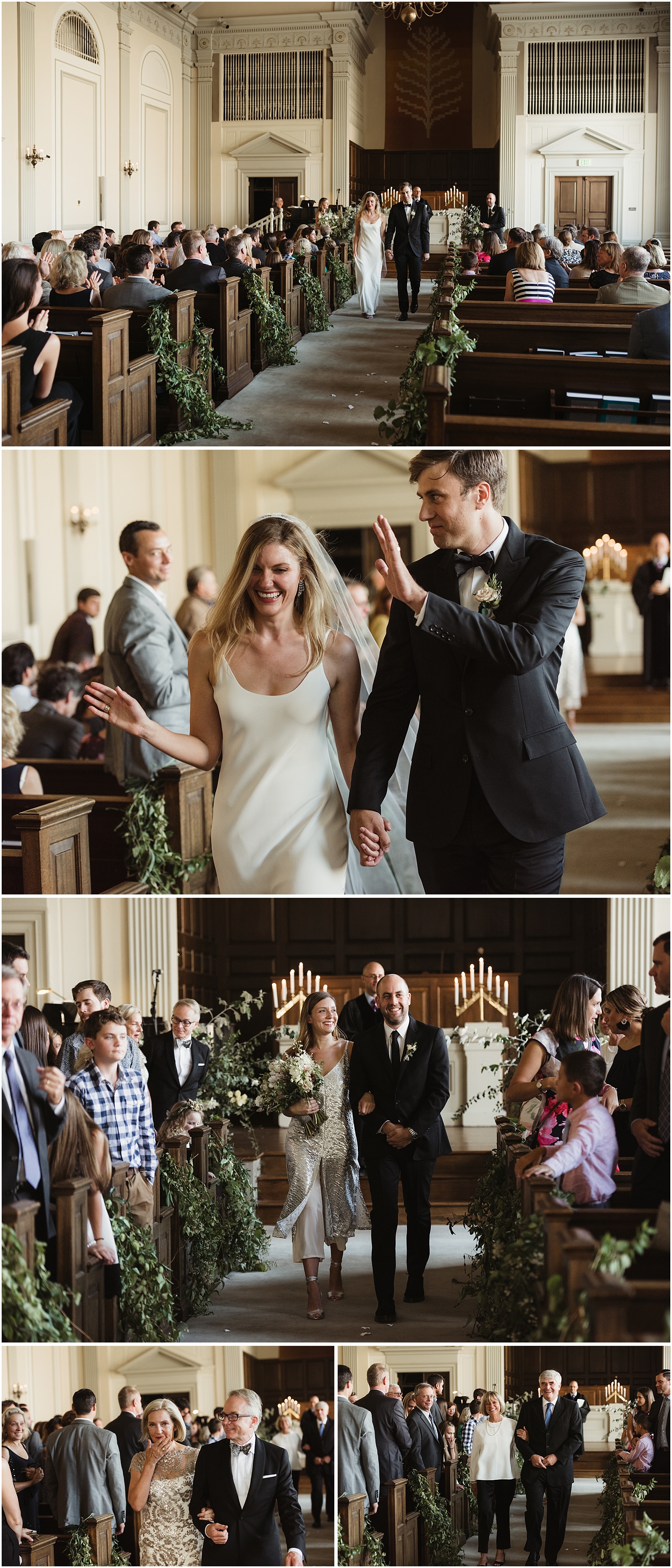 Emotional modern wedding ceremony at The First Unitarian Church in Portland Oregon full of greenery by Bramble Floral // Kate Ames Photography