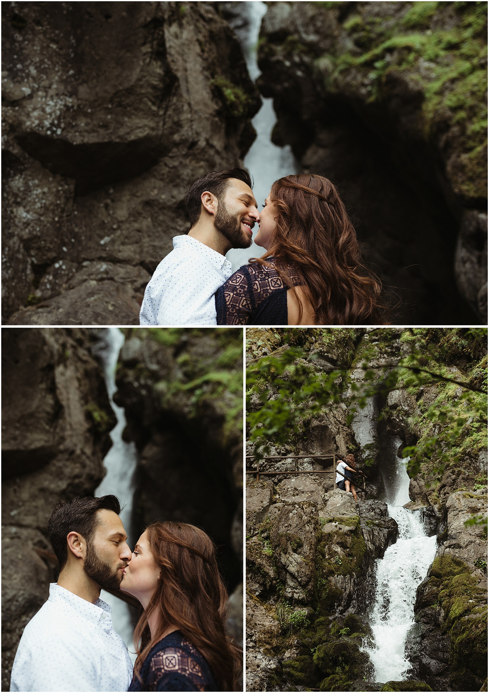 Waterfall engagement shoot in Columbia River Gorge