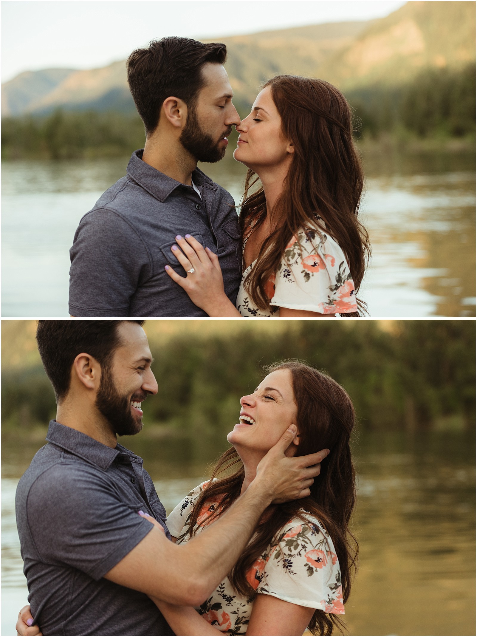 Romantic sunset engagement shoot in the Columbia River Gorge